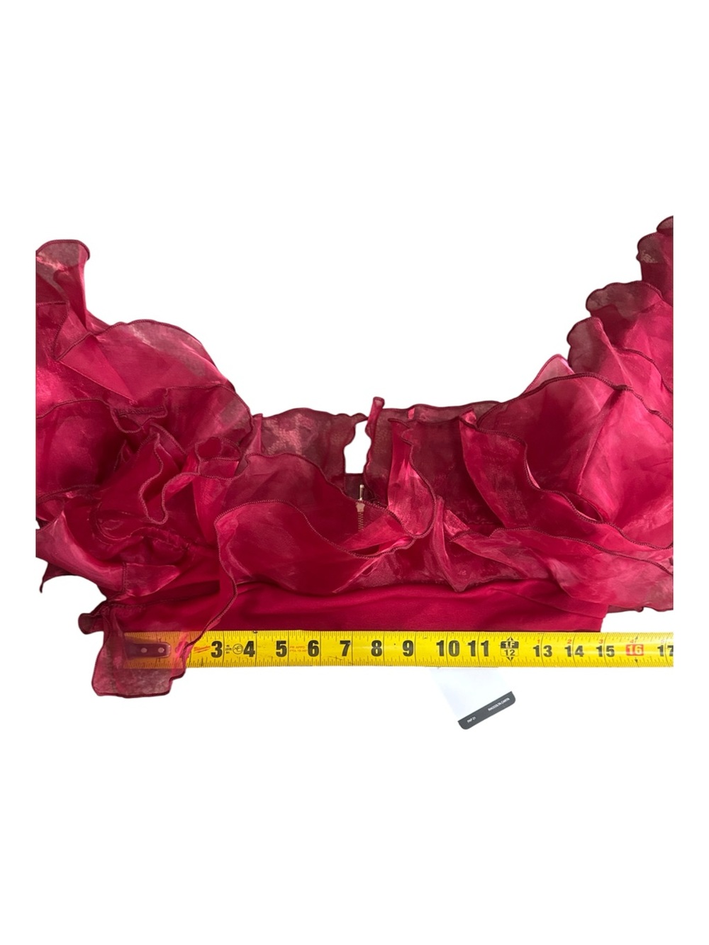 Anewsta Ruffled Off-Shoulder Crop Top in Fuchsia size small - Picture 12 of 13